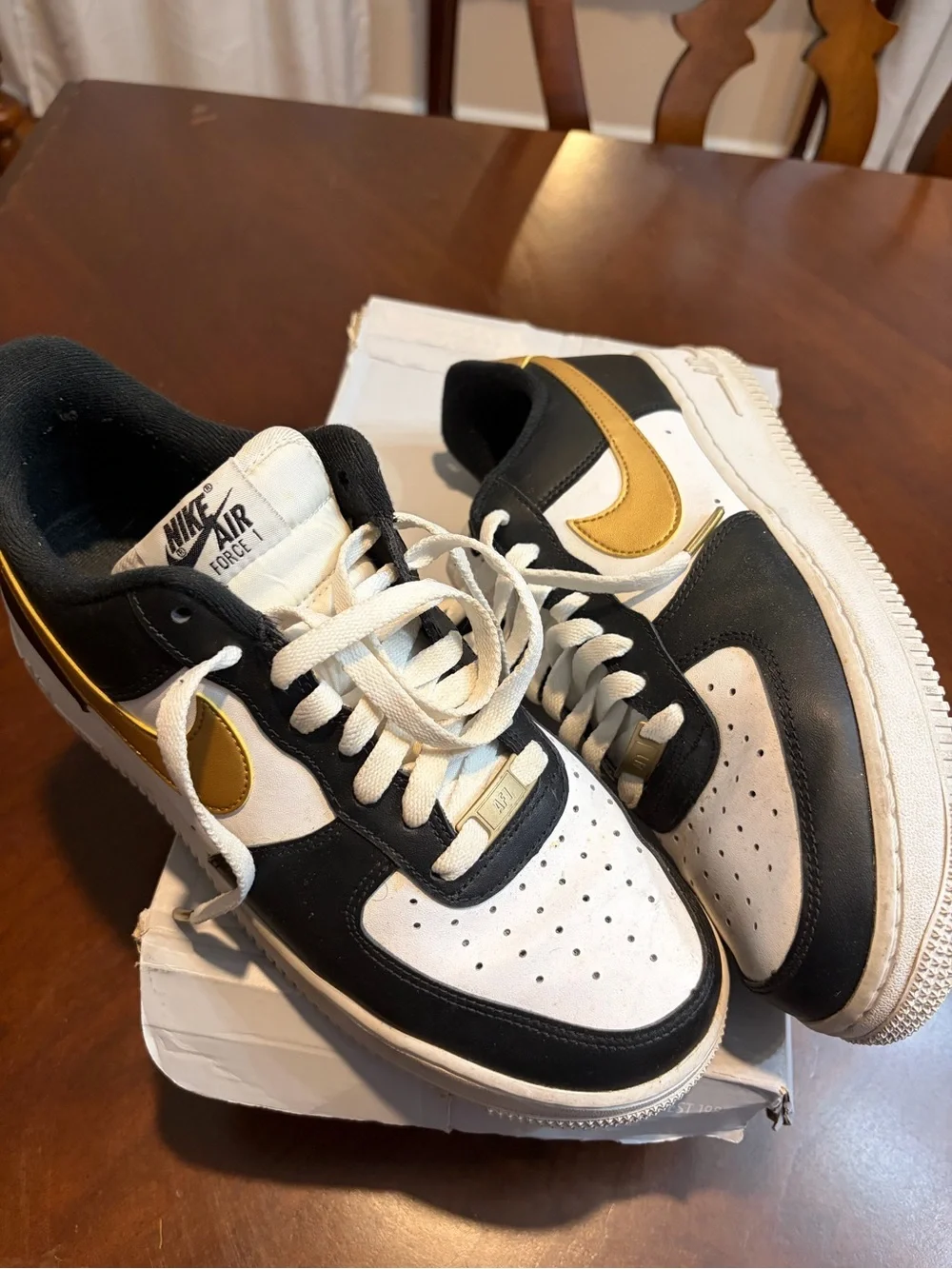 Nike Air Force 1 Low ‘07 - White, Black & Gold Swoosh